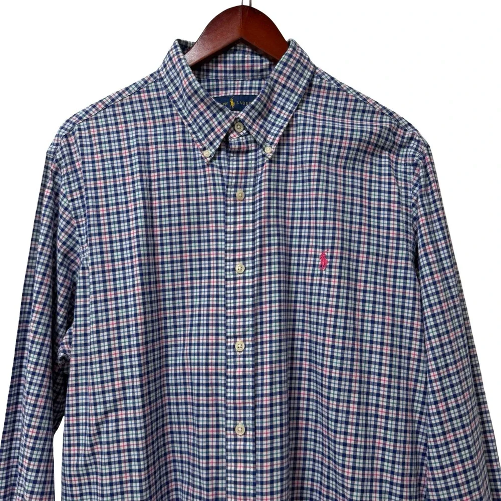 Ralph Lauren Mens Plaid Long Sleeve Button Up Shirt Size XL Preppy Church Office